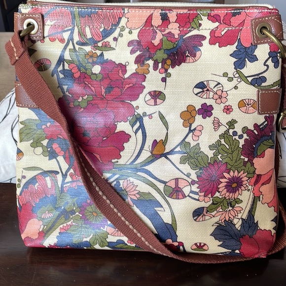Sakroots Purse Flat Crossbody Shoulder Bag Boho Peace Coated Canvas - Picture 4 of 5